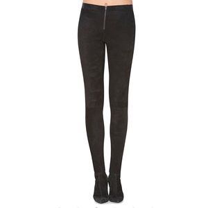 Alice + Olivia front zip suede leggings in black